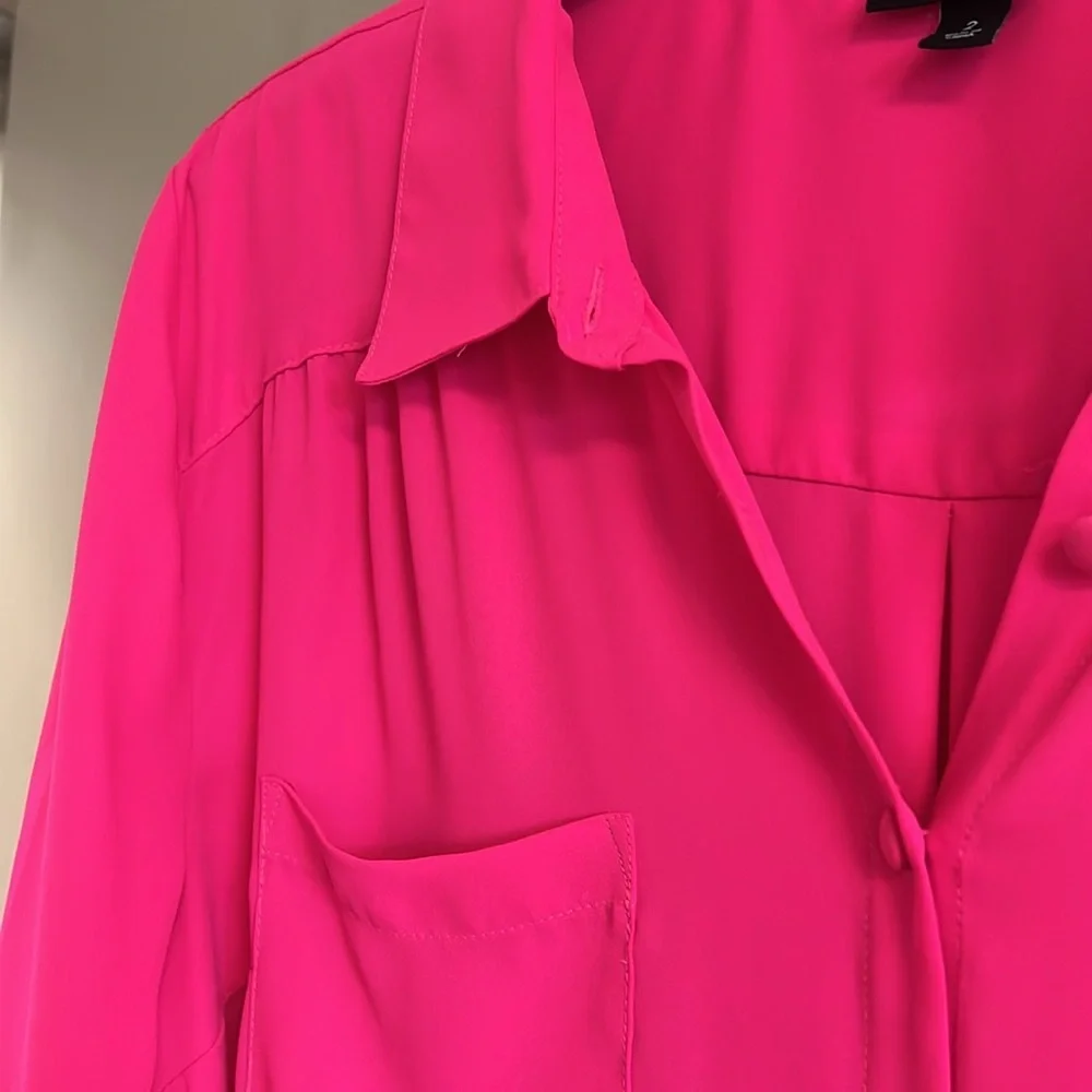 Bright Pink Button Down Shirt - Picture 3 of 4